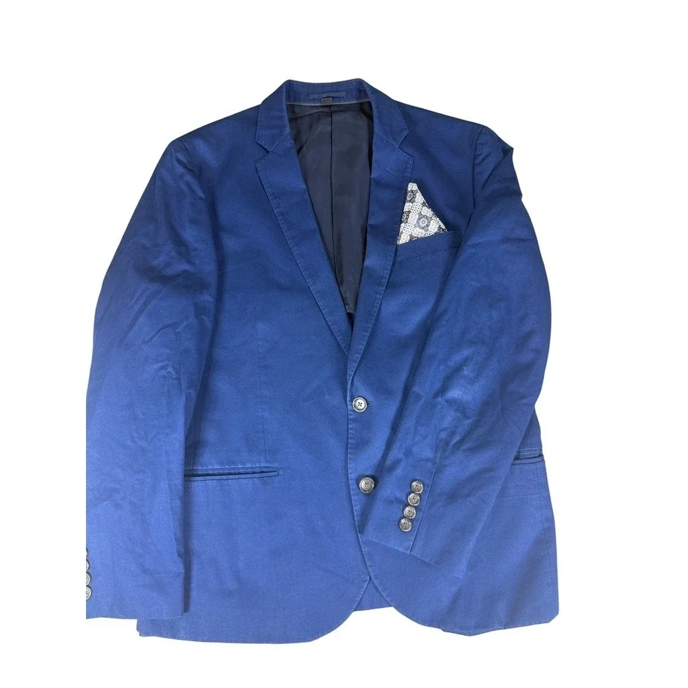J Crew Ludlow Blazer Mens 40R Blue Italian Cotton Sport Coat LARUSMANI‎ Fabric